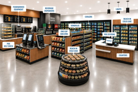 Program Roll-Outs for C-store interiors everything from Gondolas, POS Systems, Foodservice Equipment to Counters and more